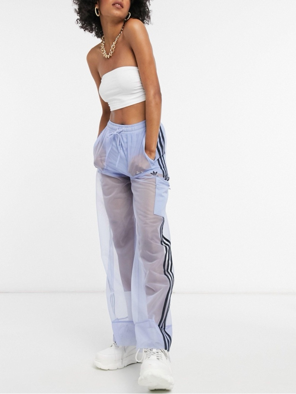 Adidas originals blue mesh track pants